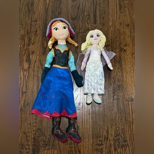 Disney Frozen 16 inch Elsa and 25 inch Anna Plush Dolls Lot of 2